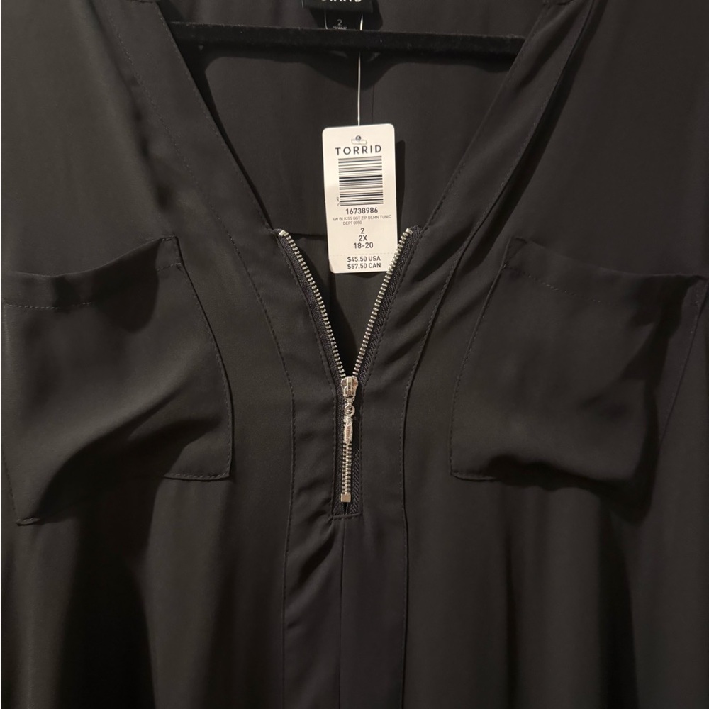 Torrid Black Zip Front Blouse - Picture 4 of 6